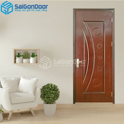 Cửa Gỗ HDF Veneer 1K Căm Xe 2-HDFV-SGD