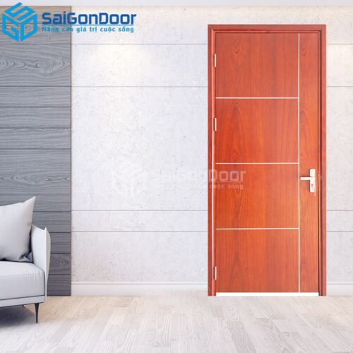 Cửa Gỗ MDF Veneer P1R4b Xoan Đào 3-MDFV-SGD